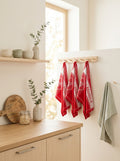 Miel - Lot De 3 Torchons Jacquard - Coton - Rouge