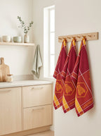 Tartan - Juego de 3 paños de cocina Jacquard - Algodón - Naranja
