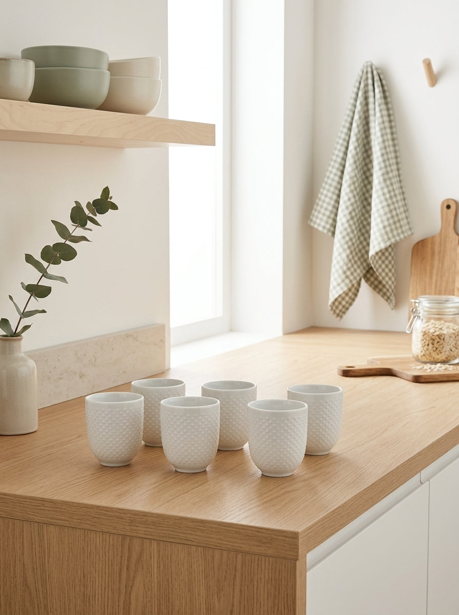 Serenity - Juego de 6 Tazas - Porcelana - Blanco
