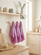 Miel - Juego de 3 paños de cocina Jacquard - Algodón - Malva