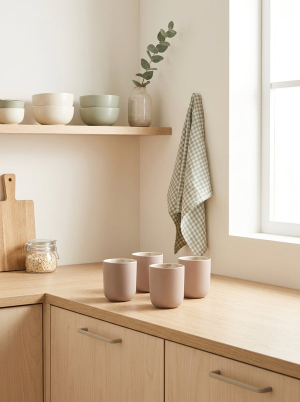 Iris Taupe - Juego de 4 Tazas - Gres Reactivo - Taupe