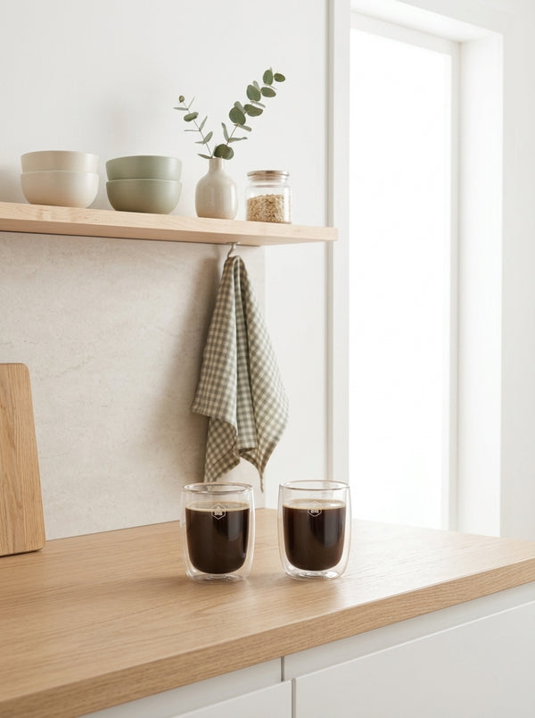 Juego de 2 Tazas de Capuchino de Doble Pared - Vidrio - Transparente