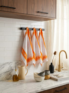 Carré - Juego de 3 paños de cocina con forma de panal - Algodón - Naranja