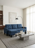 Lumina - Reversible Corner Sofa With Microfiber Ottoman - Blue