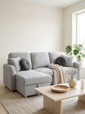 Siveco - Convertible Left Corner Sofa in Blouclette Fabric - Gray