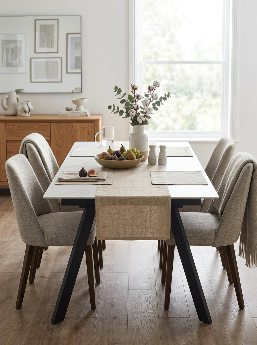 Inski - Table À Manger Extensible En Céramique - 6 Places - Blanc