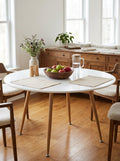 Scandi - Mesa de comedor redonda estilo escandinavo - Blanco