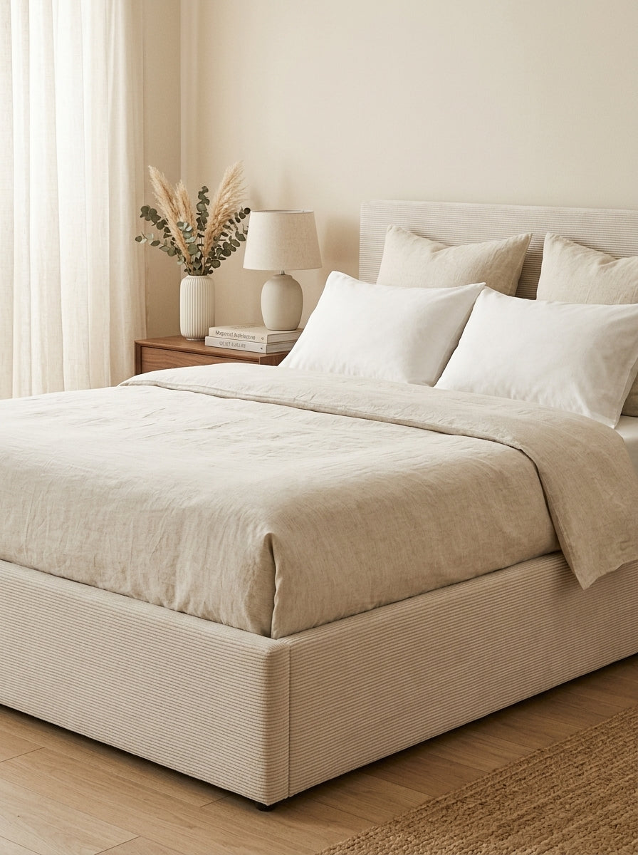 Tinali - Cama contenedor + somier de pana - Beige