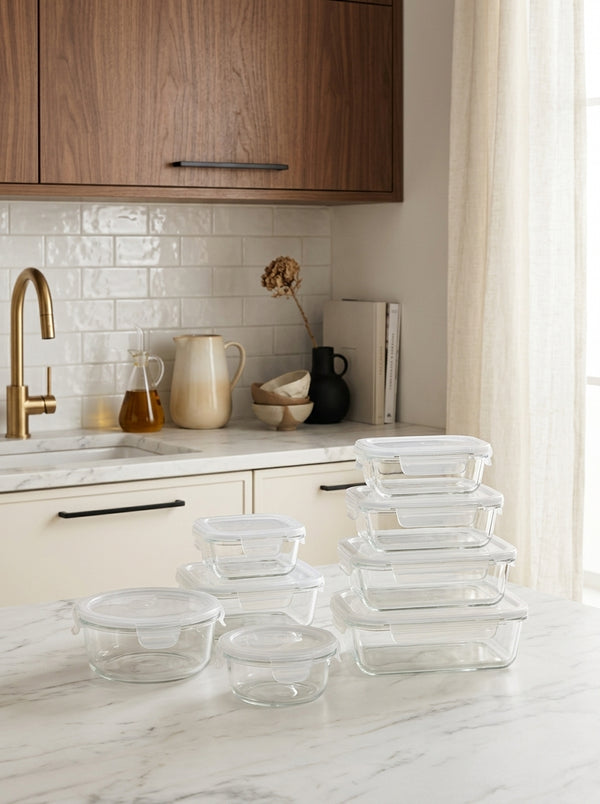 Set De 8 Boîtes En Verre Avec Clips - Transparent