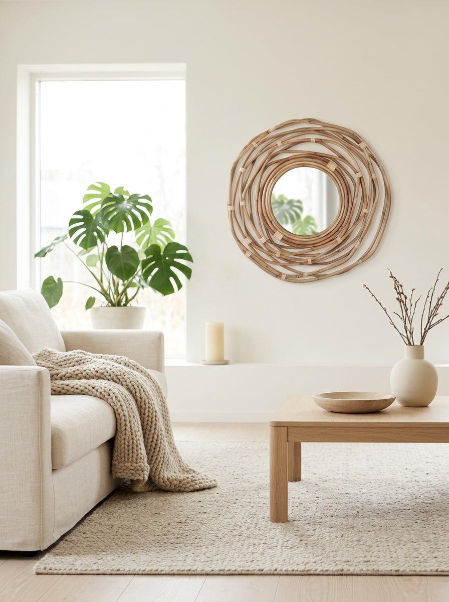 Kubu - Mirror - Rattan - Brown