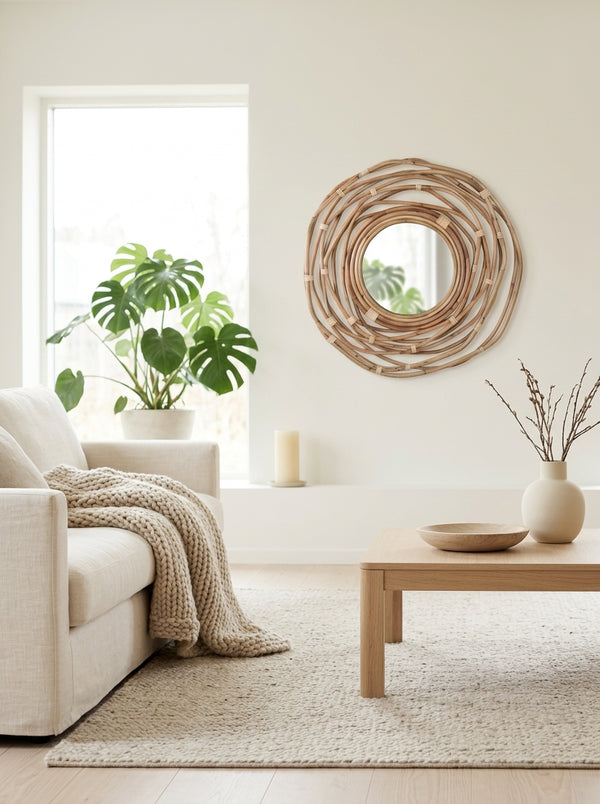 Kubu - Mirror - Rattan - Brown