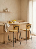 Benson 64,5 cm - Juego de 2 taburetes de bar y mostrador - Tela - Ocre/Amarillo