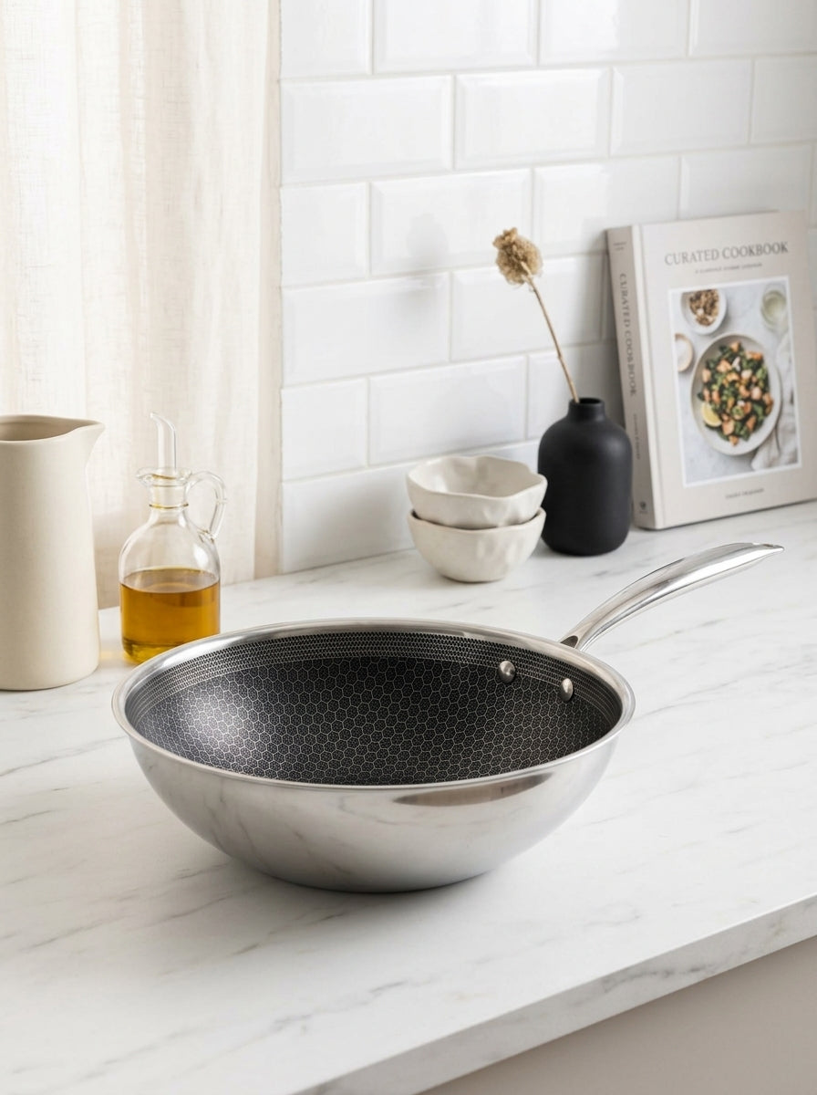 Hera - Wok Triplex antiaderente - Nero/Argento - 2 misure