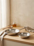 Essenziale - Set di 2 padelle in acciaio inox - 24/32cm - Argentato