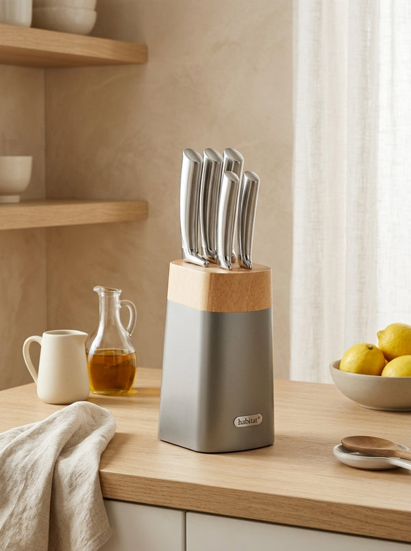 Élixir - Ceppo Di 5 Coltelli In Acciaio Inox - Argento