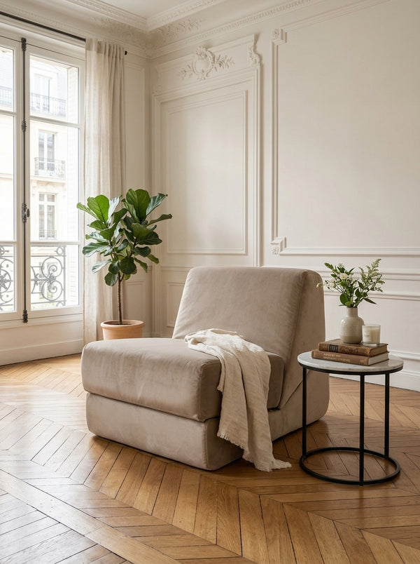 1-Seater Origami Convertible Sofa Bed - Brilliant Cream
