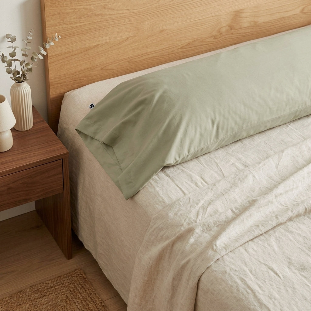 Perrine - Fodral För Rund Kudde - Enfärgad Percale - Salvia