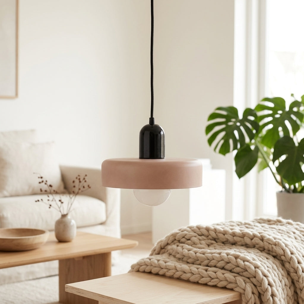 Opaco Grato - Pendant Light - Metal with Cylindrical Lampshade - Blush Beige