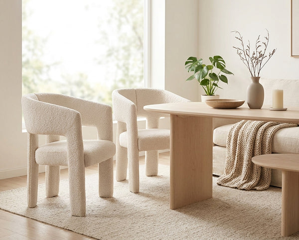 Gaspard - Set of 2 Armchairs - Bouclé Fabric - Beige