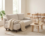 Hortense - Canapé Droit 3 Places Convertible Avec Coffre - Velours Texturé - Beige