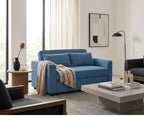 Ernest - 2-Seater Straight Sofa Bed - Corduroy - Blue