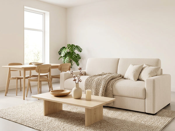 Tristan - 3-Seater Express Sofa Bed Everyday Sleeping - Corduroy - Beige
