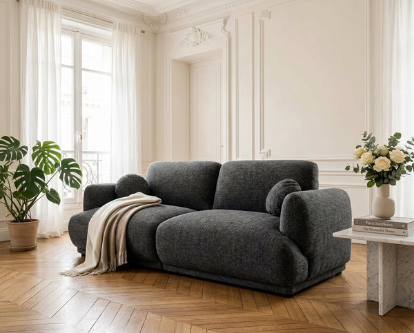 Pietro - Straight 3-Seater Sofa - Textured Fabric - Anthracite Grey