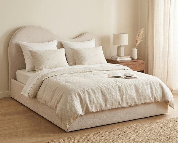 Lucas - Storage Bed - Textured Velvet - Beige