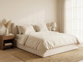 Topaze - Lit Coffre Sommier Inclus - Velours Côtelé - Beige