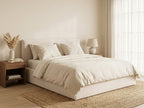 Topaze - Lit Coffre Sommier Inclus - Velours Côtelé - Beige