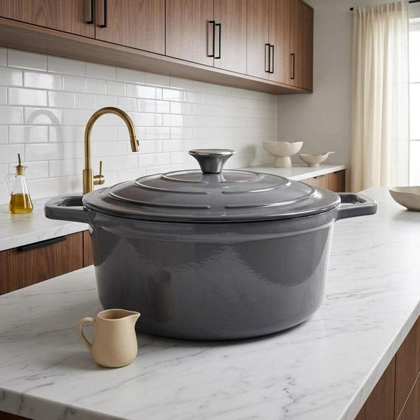Cocotte In Ghisa Smaltata Grigio Classico Elo - Grigio