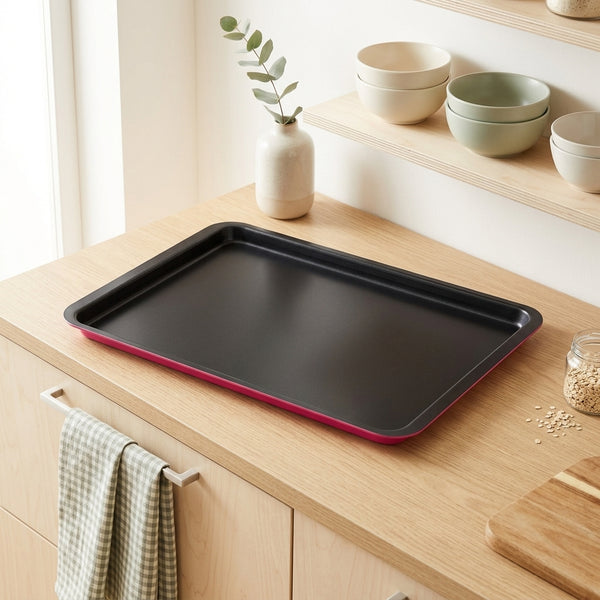 Fauchon - Teglia da forno per dolci - 38 × 28 cm - Nero/Fucsia