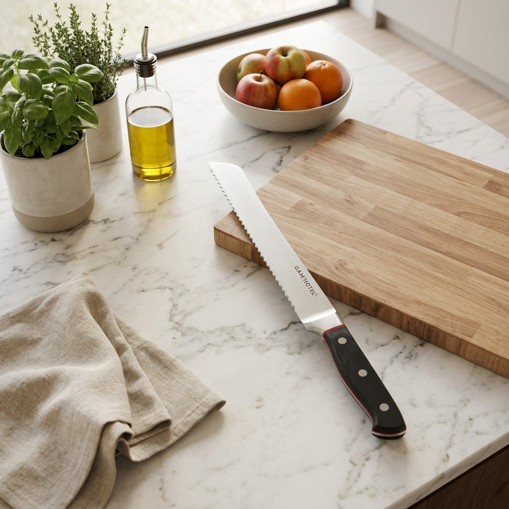 Hiro - Gam'Hotel - Bread Knife - 33.5 cm - Black/Red