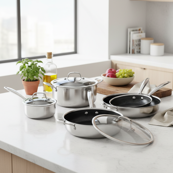 Sauter - Batterie De Cuisine Triply 9 Pièces - Acier Inoxydable 430 - Argent