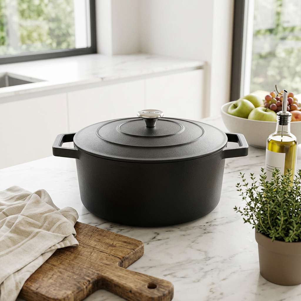 Sauter - Cocotte Rotonda Con Coperchio - Ghisa - Nero