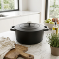 Sauter - Cocotte Rotonda Con Coperchio - Ghisa - Nero