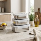 Sauter - Set of 3 Containers With PP Lid - 304 Stainless Steel - Silver