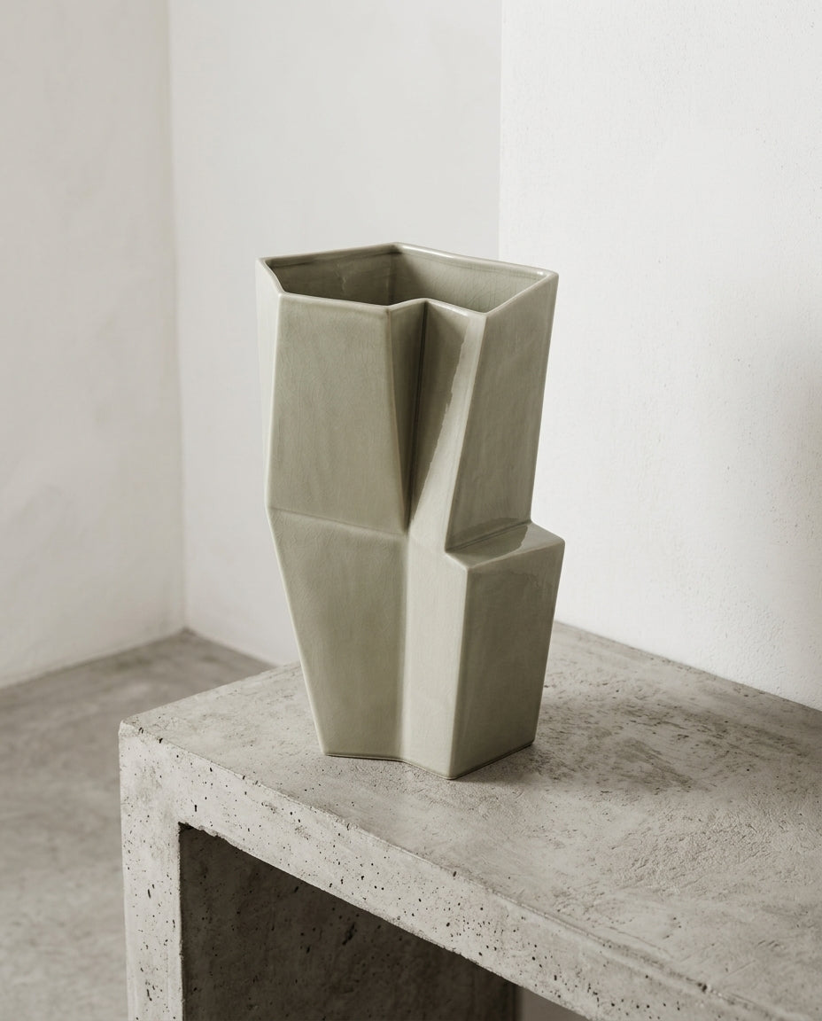 Sculptural Confluence Part 1 Bebop - Vase °6 - Grès - Vert Clair