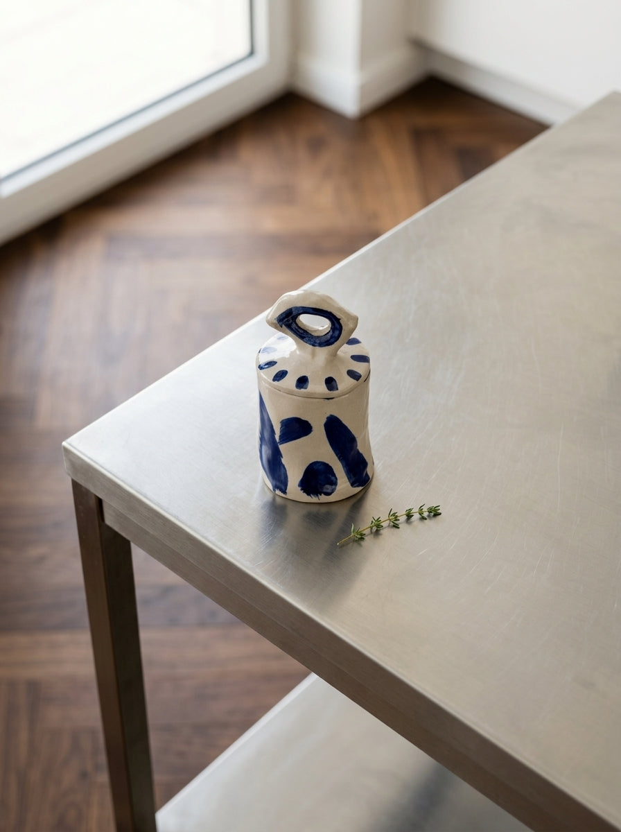 Sophia - Boîte De Rangement 03 - Grès - Beige Bleu