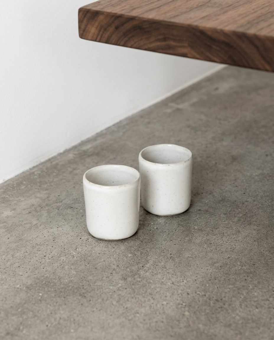 Out Of Lines - Lot De 2 Tasses À Ristretto Sans Anse - Grès - Blanc Cassé