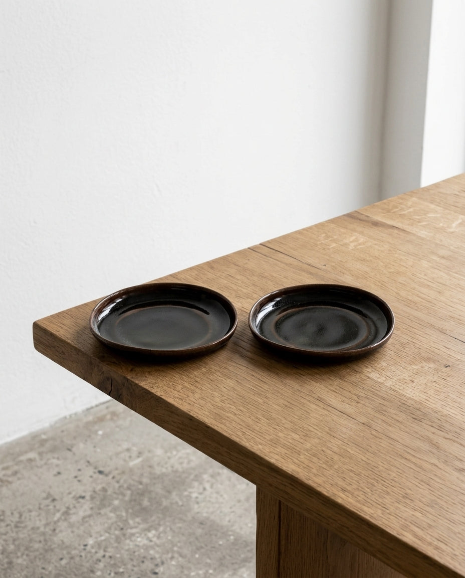Out Of Lines - Lot De 2 Soucoupes Pour Mug - Grès - Noir Brun