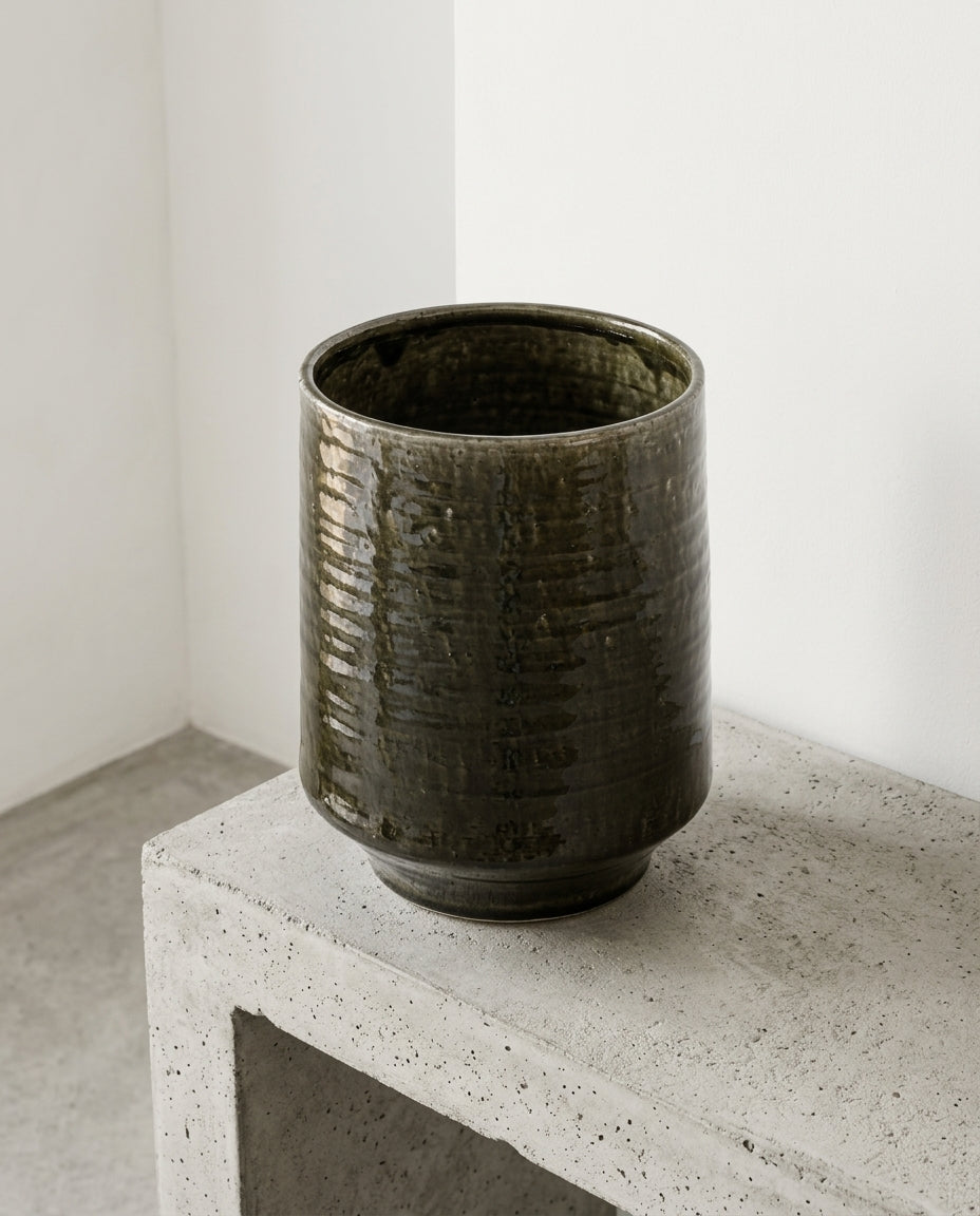 Glazed Shades - Pot De Fleurs 02 - M - Grès - Vert Foncé