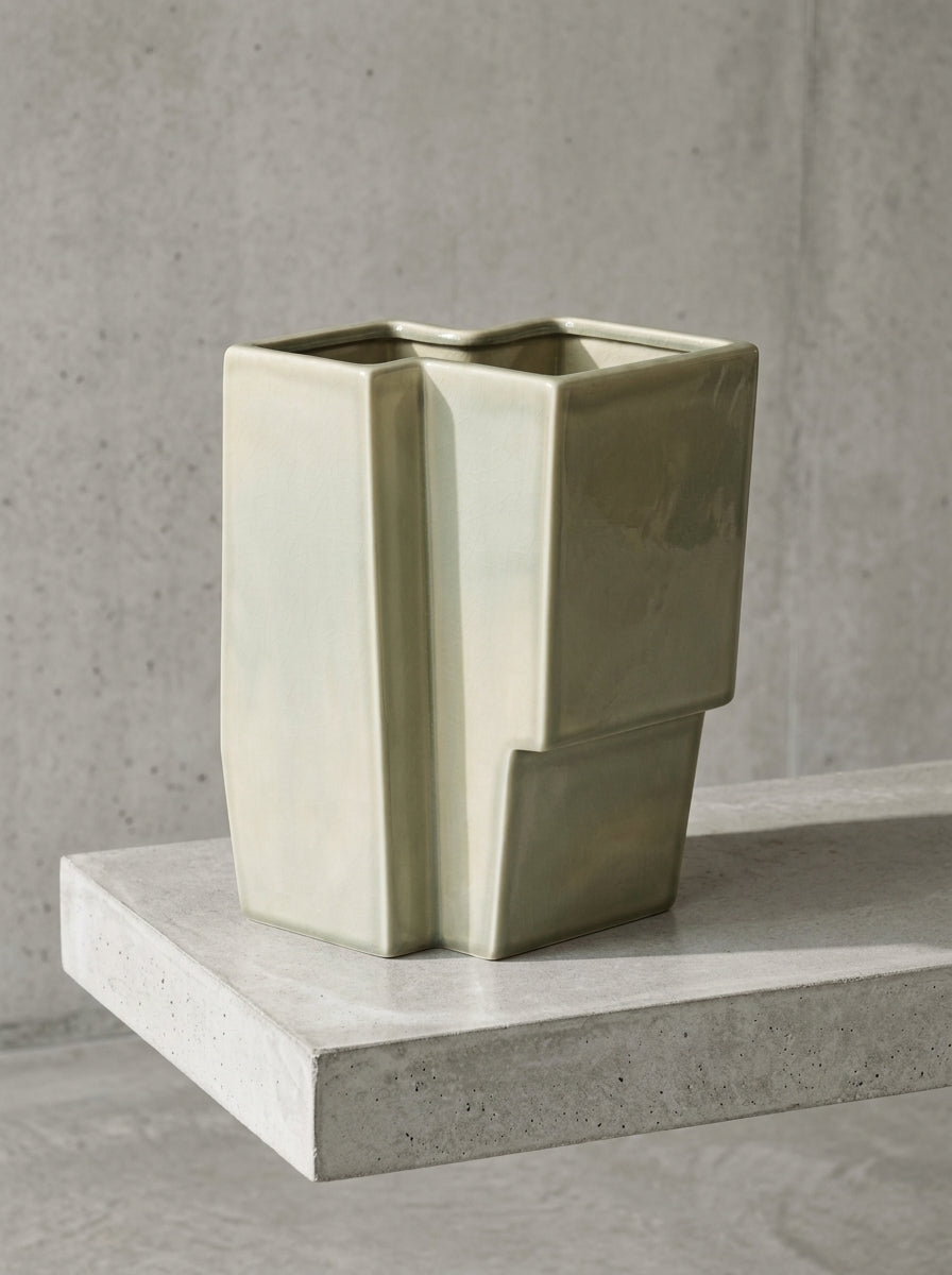 Sculptural Confluence Part 1 Bebop - Vase °5 - Grès - Vert Clair