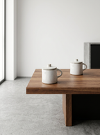 La Mère - Lot De 2 Tasses À Espresso + Couvercles - Grès - Blanc Cassé