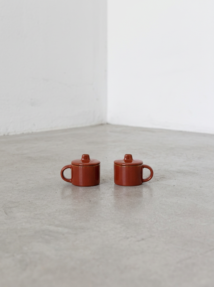 La Mère - Set De 2 Tazas De Ristretto + Tapas - Gres - Rojo