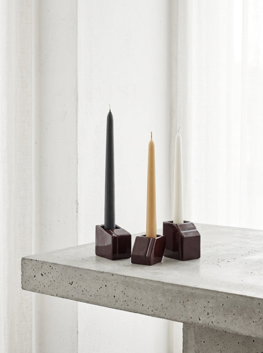 Accessories Silos - Assortiment De 3 Vases Mini - Porcelaine - Bordeaux