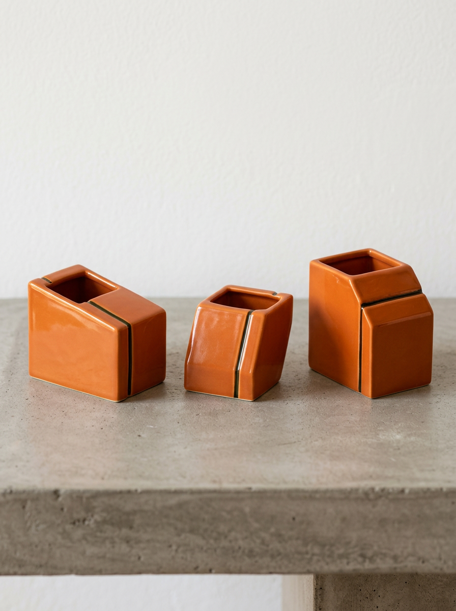 Accessories Silos - Set Med 3 Minivaser - Porslin - Orange