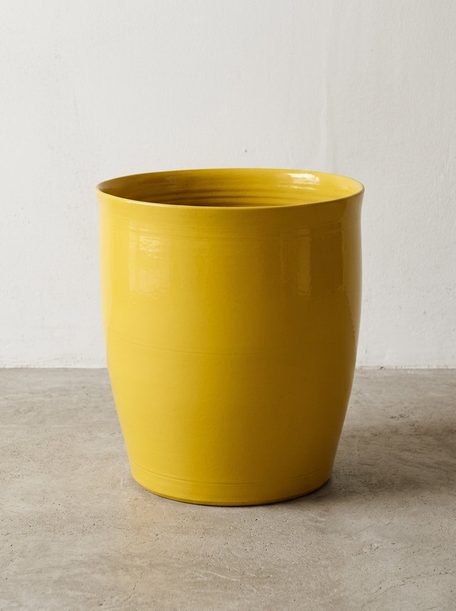 Glazed Shades - Pot De Fleurs - L - Terre Cuite - Jaune Lines