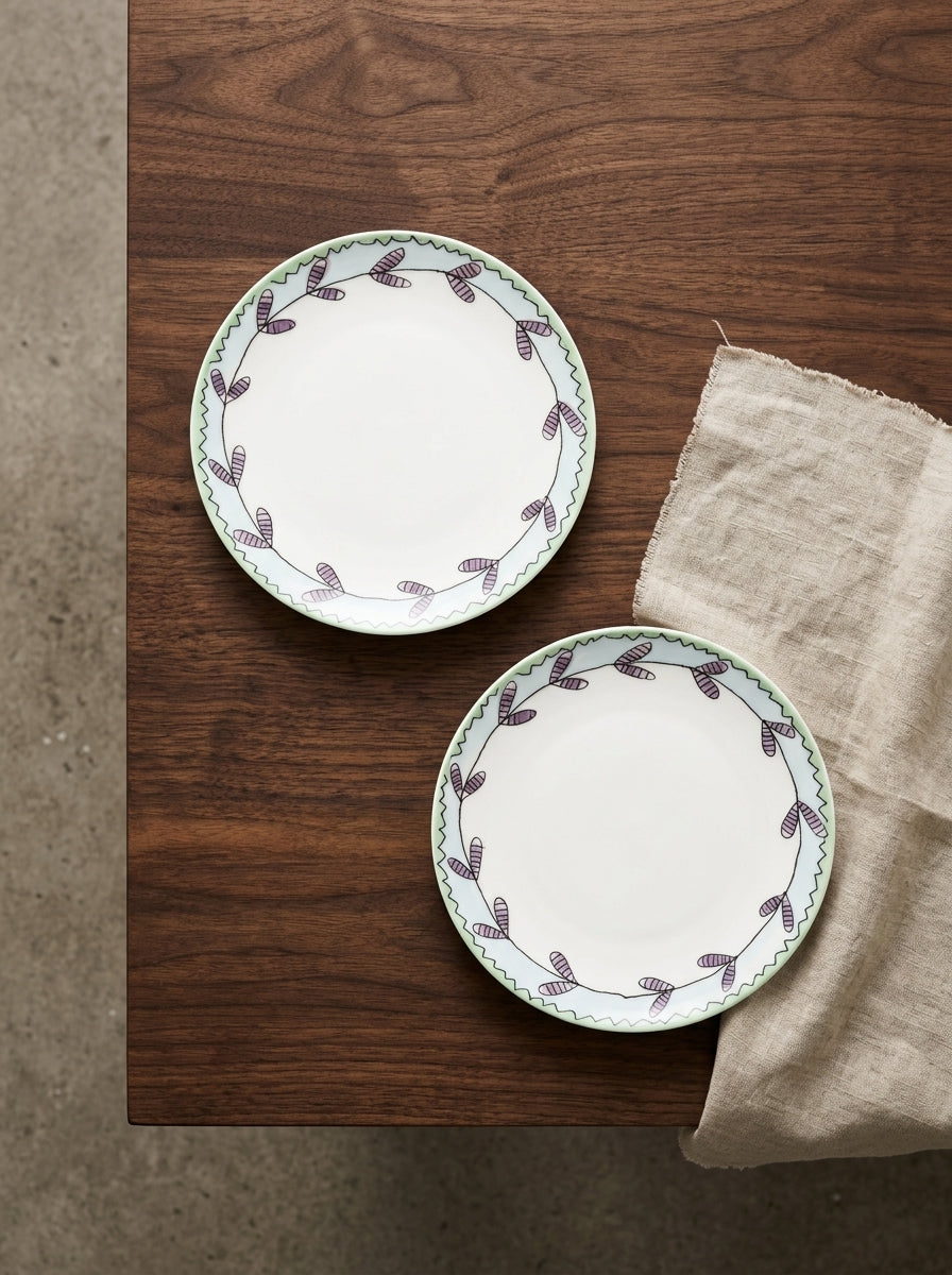 Midnight Flowers - Lot De 2 Assiettes - M - Porcelaine Bone China - Blossom Milk