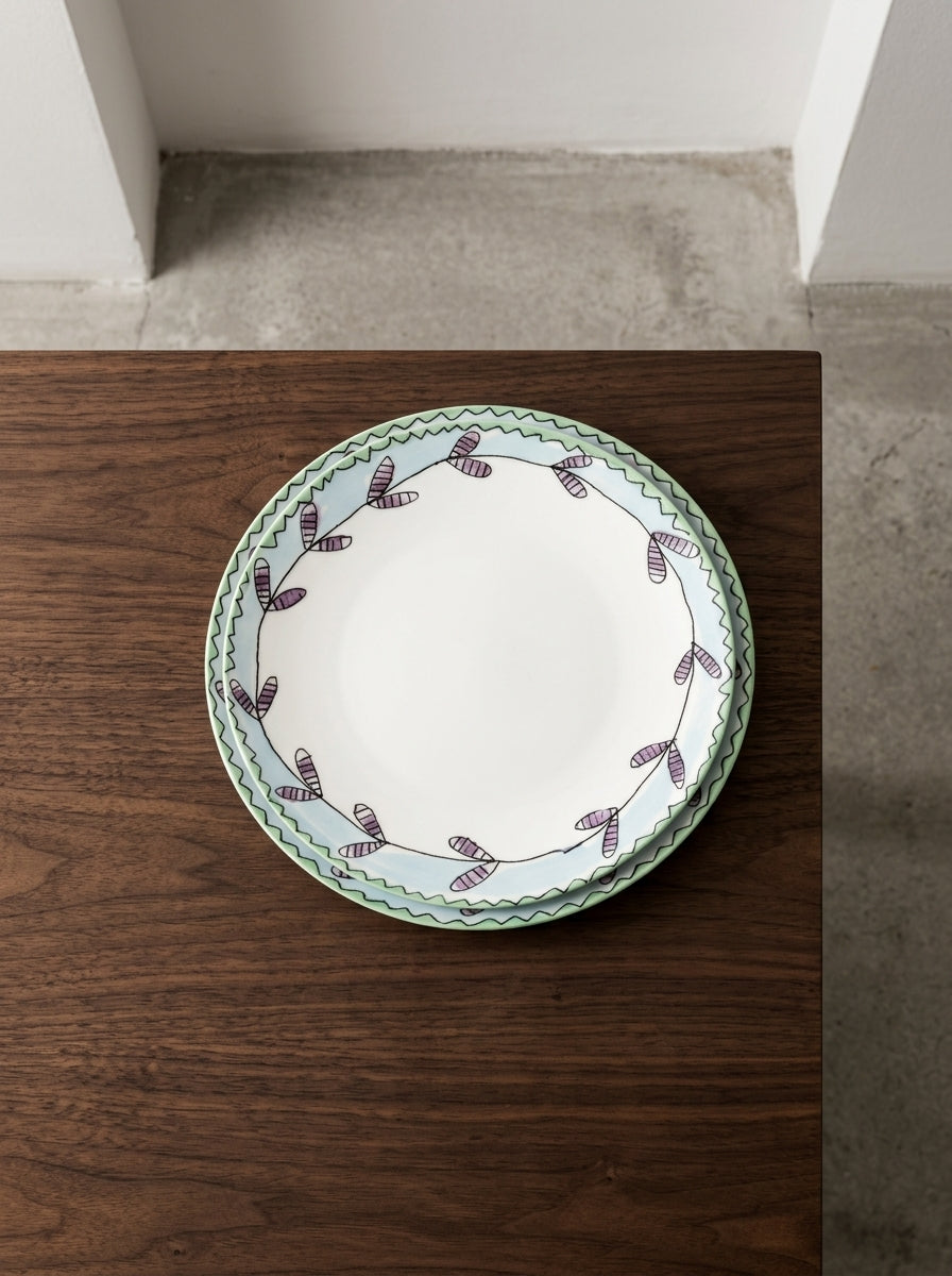 Midnight Flowers - Lot De 2 Assiettes - L - Porcelaine Bone China - Blossom Milk